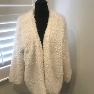 Large fluffy open jacket white